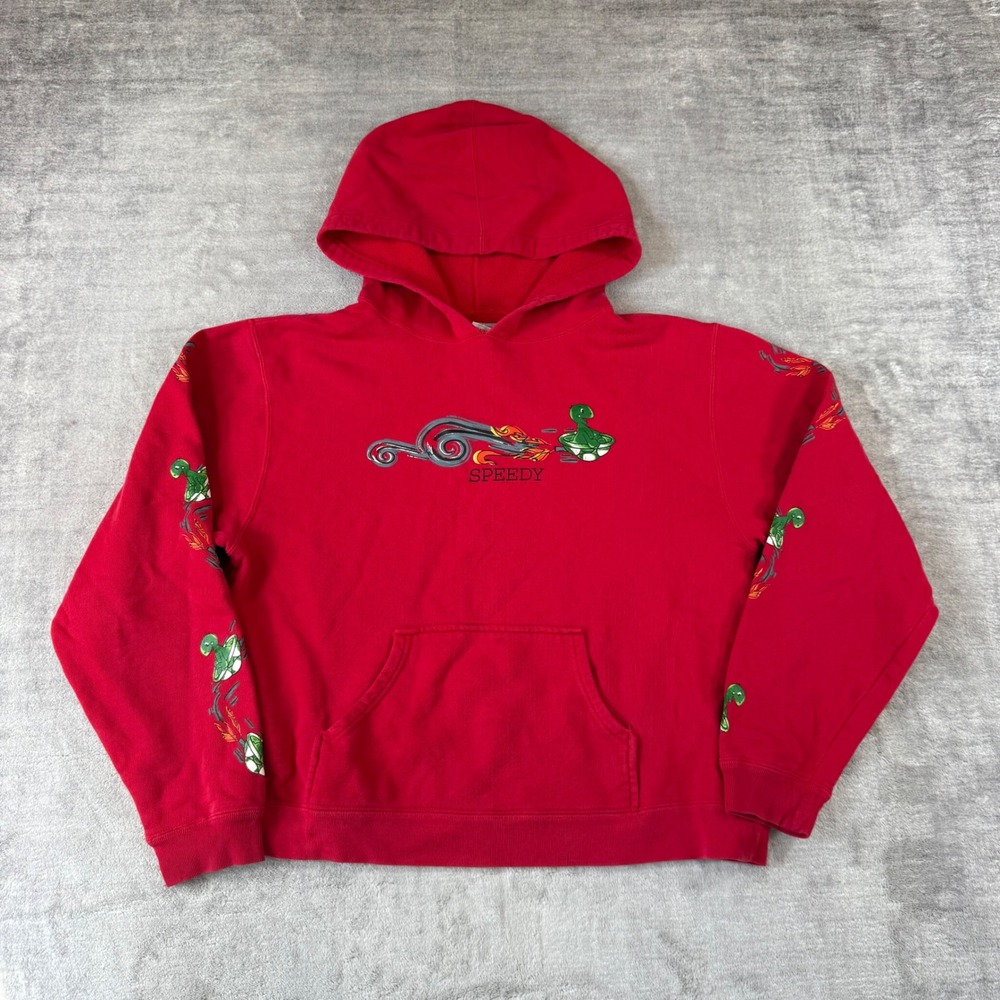 Brody Sweatshirt Mens Medium Red Vintage Y2K Speedy Turtle Sleeve Graphic Boxy